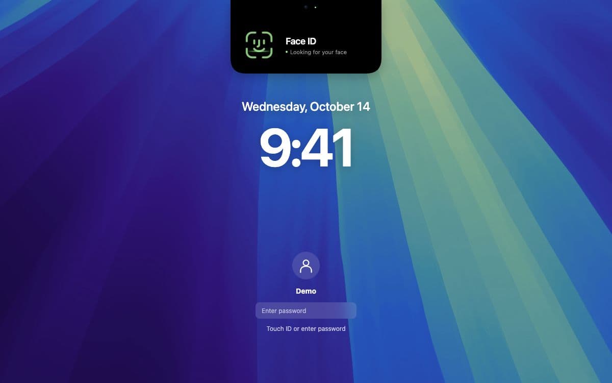 Aperçu de Mugshot 1.2.0 : reconnaissance faciale sur une session macOS verrouillée, avec le HUD Fusion